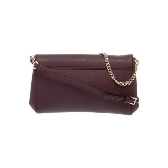 Kate Spade Burgundy Leather Crossbody Clutch Bag With Gold Chain Strap & Printed - Picture 3 of 5